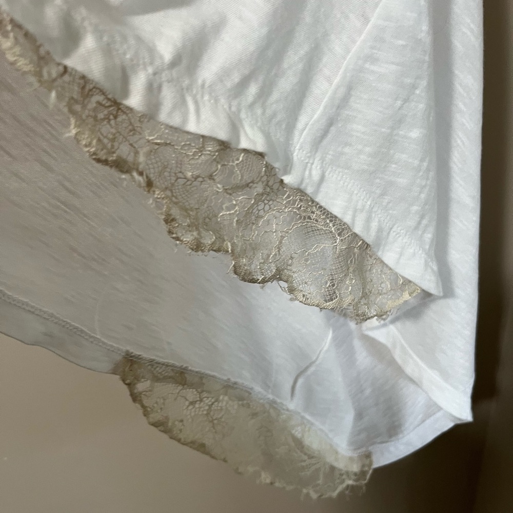 Embellished Lace Hem Tank-White   Small - Picture 3 of 5